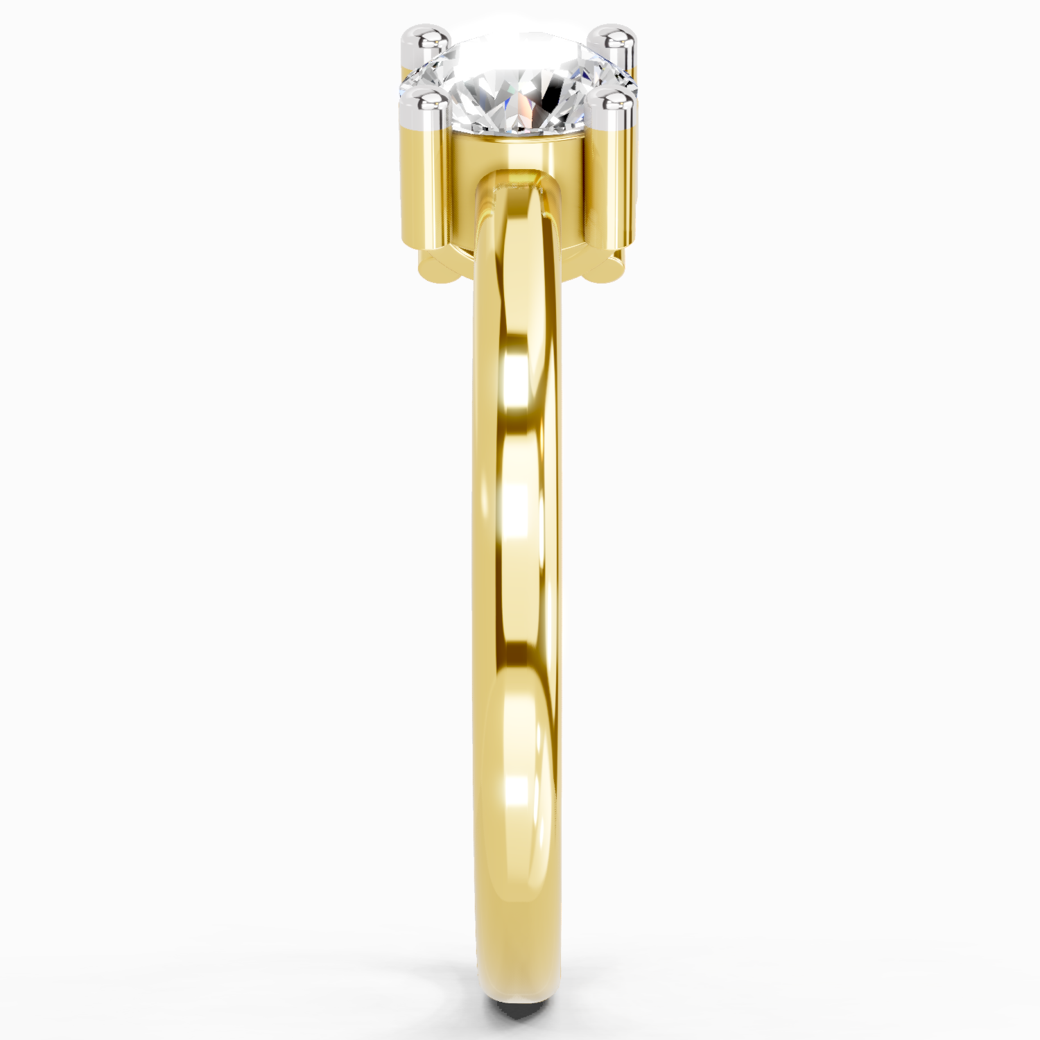 0.76 Ct Round Open Two Stone Ring | 14K Yellow Gold