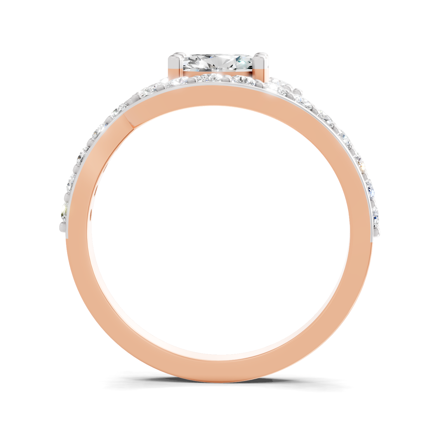 1 Carat Pave Halo Twist Engagement Ring | 14K Rose Gold