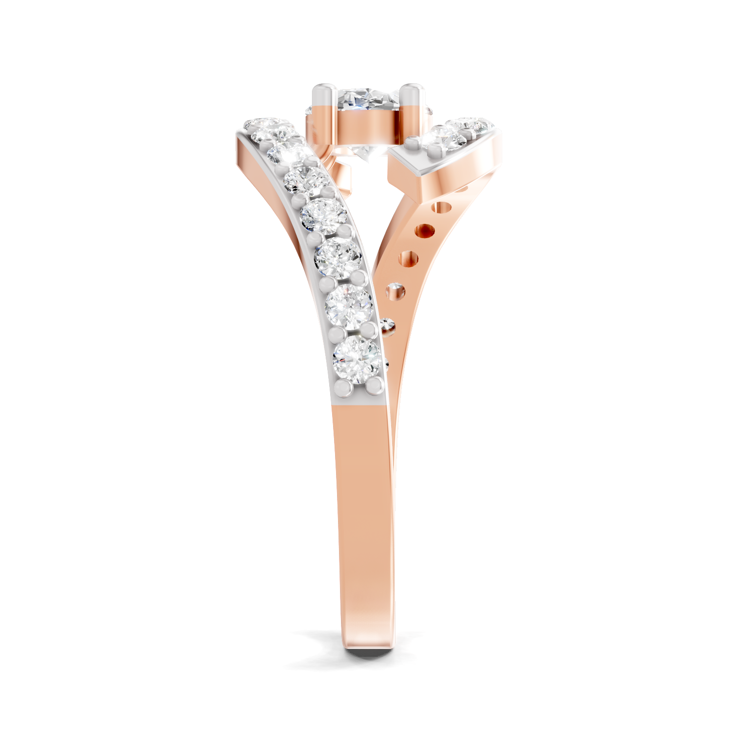 1 Carat Pave Halo Twist Engagement Ring | 14K Rose Gold