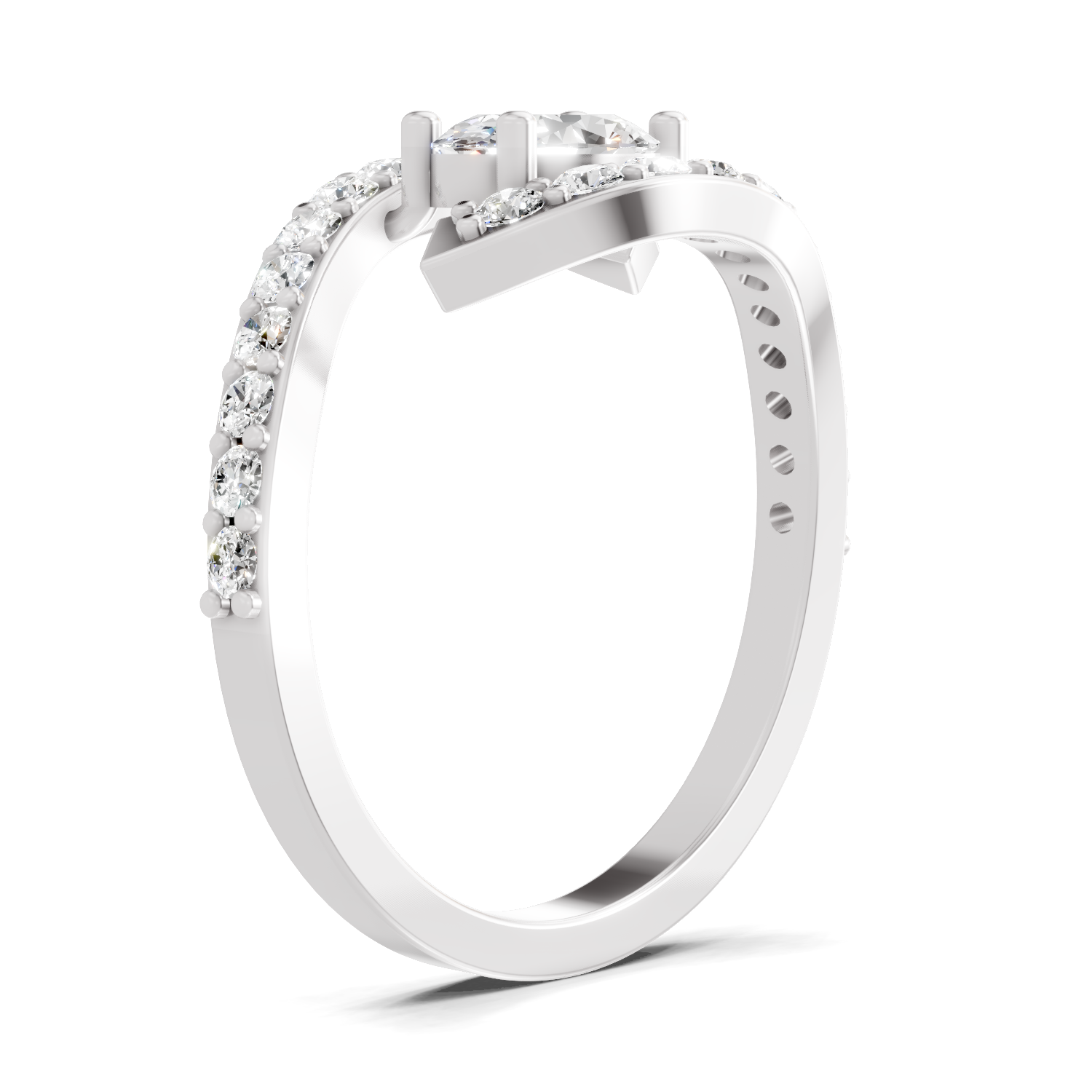1 Carat Pave Halo Twist Engagement Ring | 14K White Gold