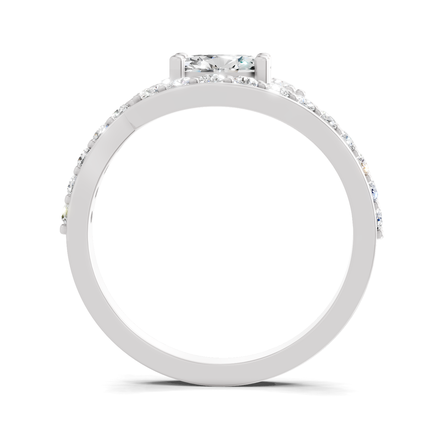 1 Carat Pave Halo Twist Engagement Ring | 14K White Gold