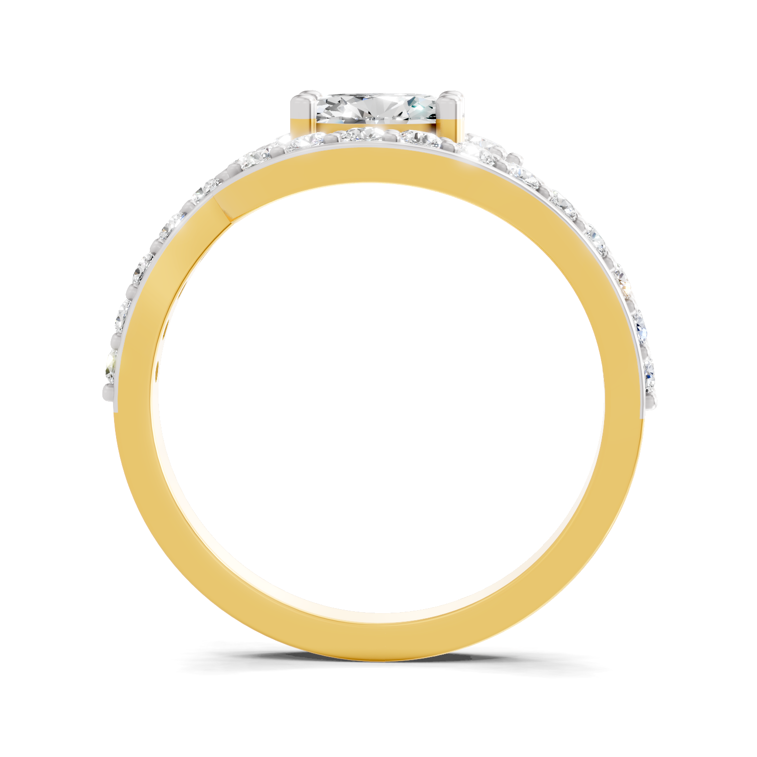 1 Carat Pave Halo Twist Engagement Ring | 14K Yellow Gold