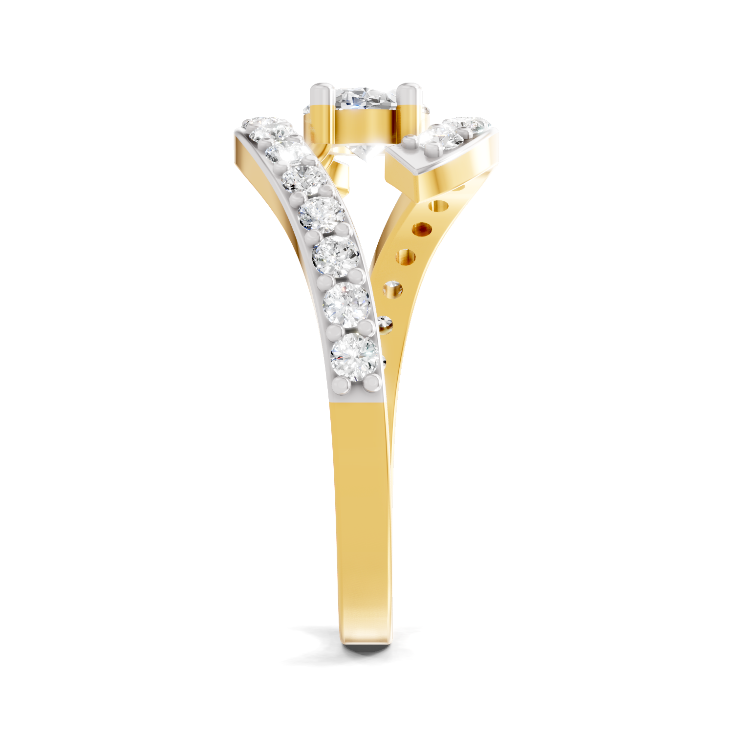 1 Carat Pave Halo Twist Engagement Ring | 14K Yellow Gold