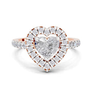 1.54 Carat Heart Shape Halo Engagement Ring | 14K Rose Gold