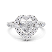 1.54 Carat Heart Shape Halo Engagement Ring | 14K White Gold