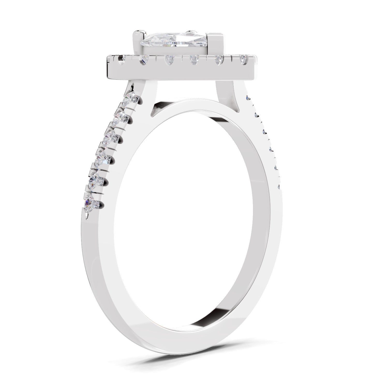 1.54 Carat Heart Shape Halo Engagement Ring | 14K White Gold