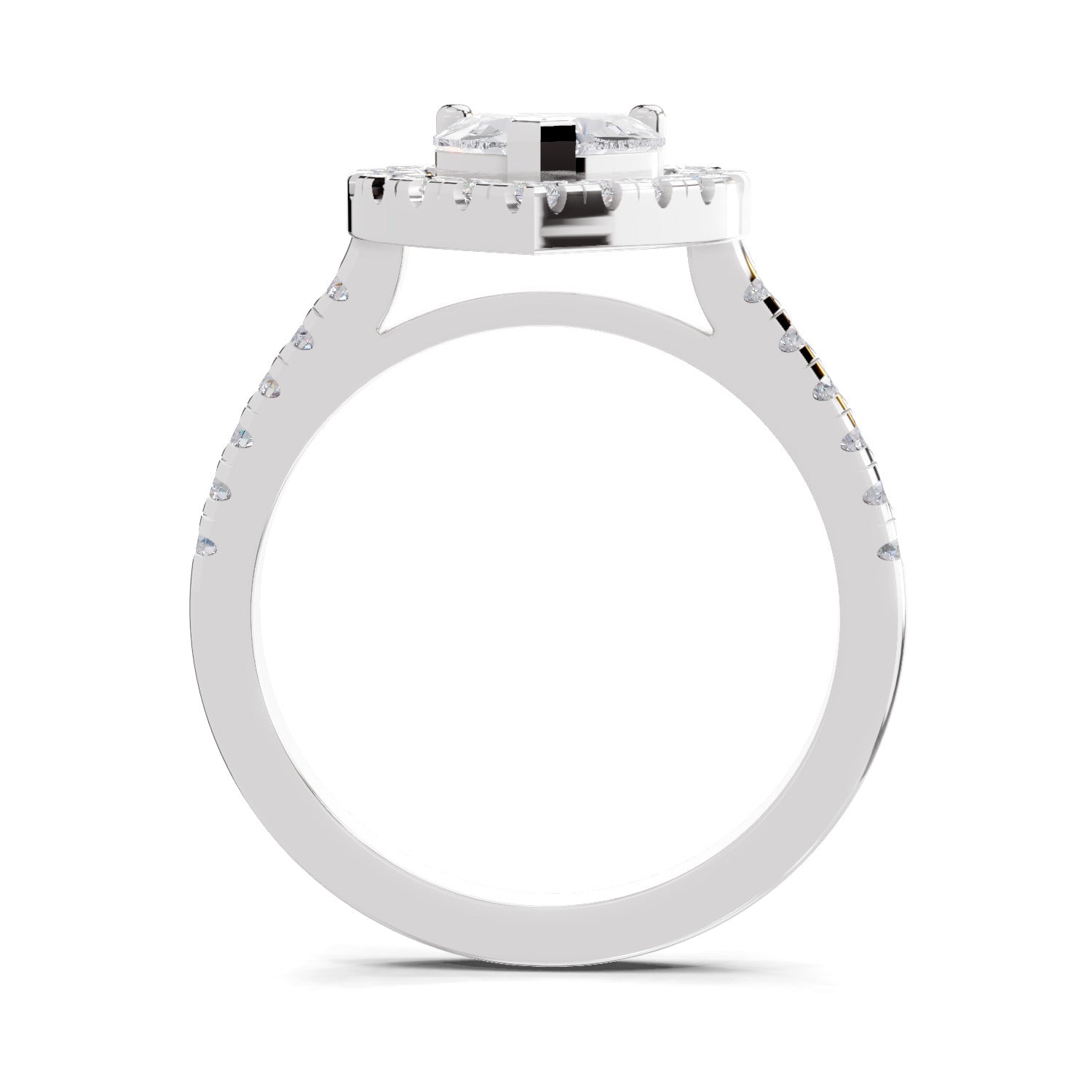 1.54 Carat Heart Shape Halo Engagement Ring | 14K White Gold