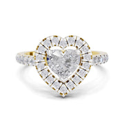 1.54 Carat Heart Shape Halo Engagement Ring | 14K Yellow Gold