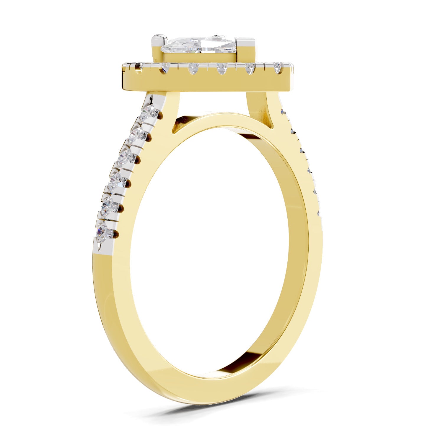 1.54 Carat Heart Shape Halo Engagement Ring | 14K Yellow Gold