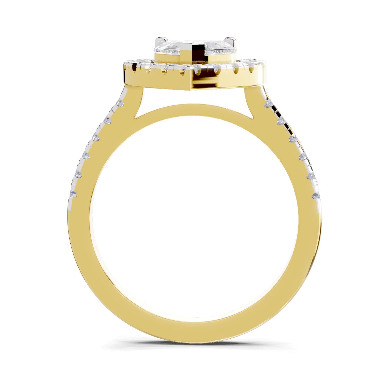 1.54 Carat Heart Shape Halo Engagement Ring | 14K Yellow Gold