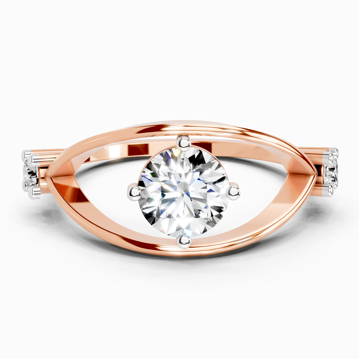 Sparkles Lab Grown Diamond 0.16 Carat Round Shape Evil Eye Solitaire Ring| 14K Rose Gold