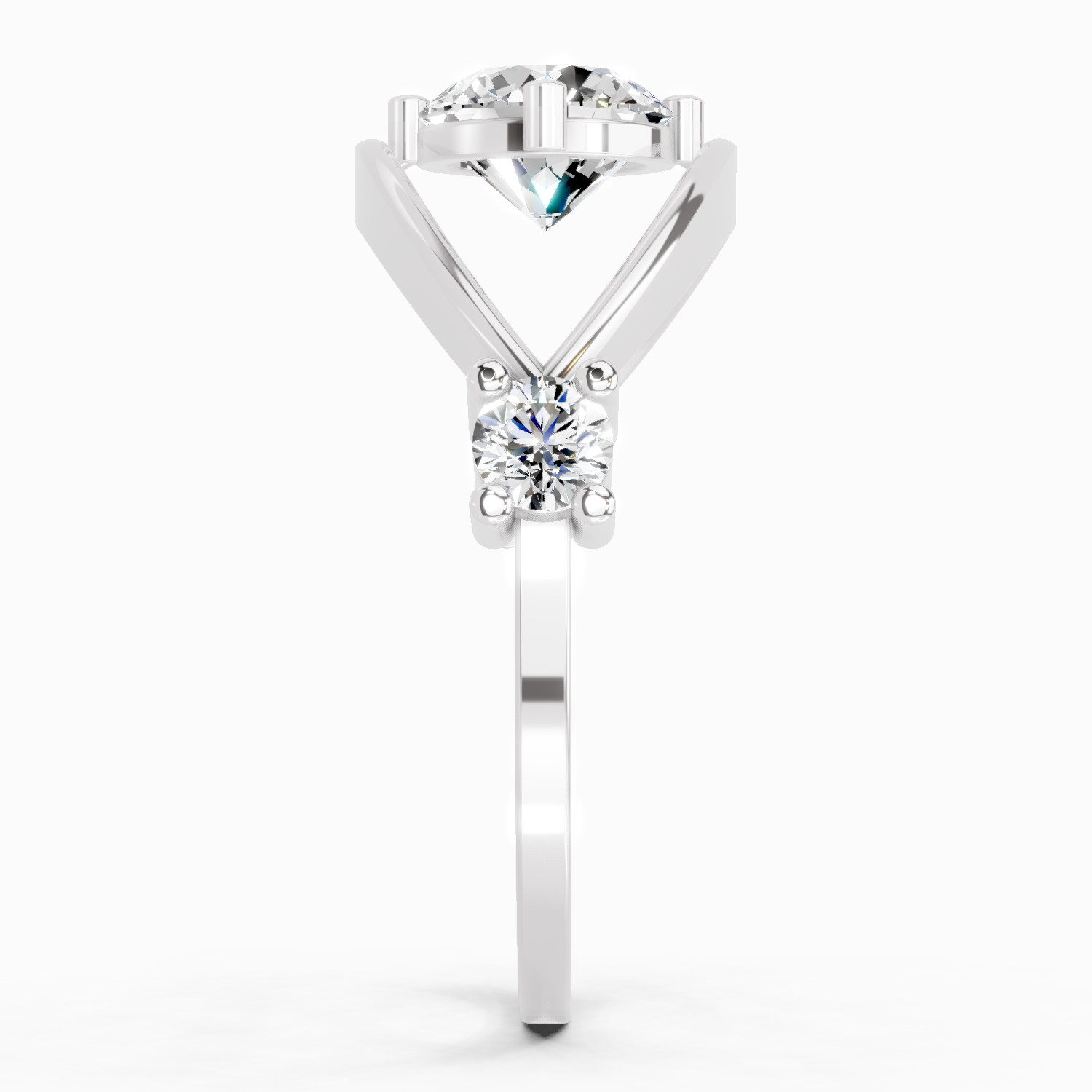 Sparkles Lab Grown Diamond 0.16 Carat Round Shape Evil Eye Solitaire Ring| 14K White Gold