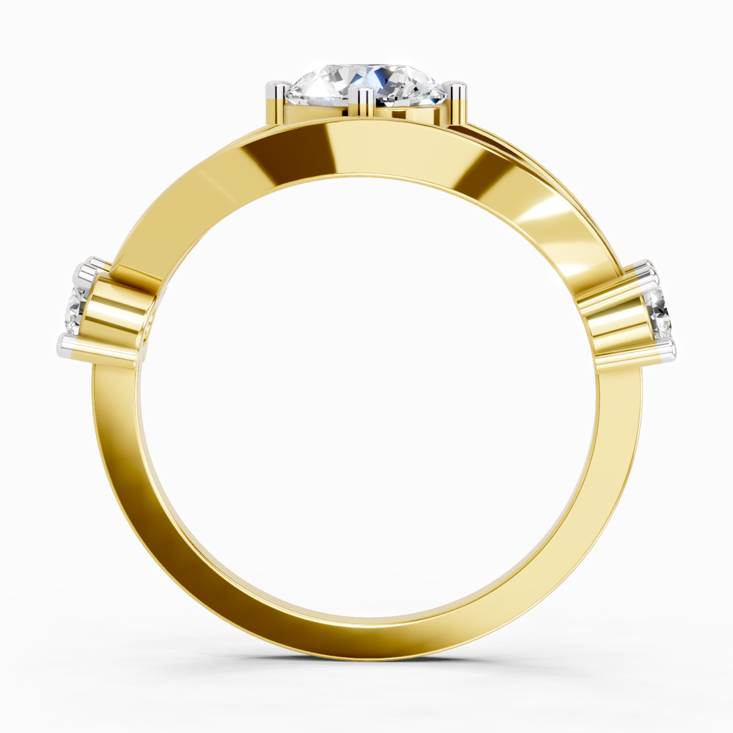 Sparkles Lab Grown Diamond 0.16 Carat Round Shape Evil Eye Solitaire Ring| 14K Yellow Gold