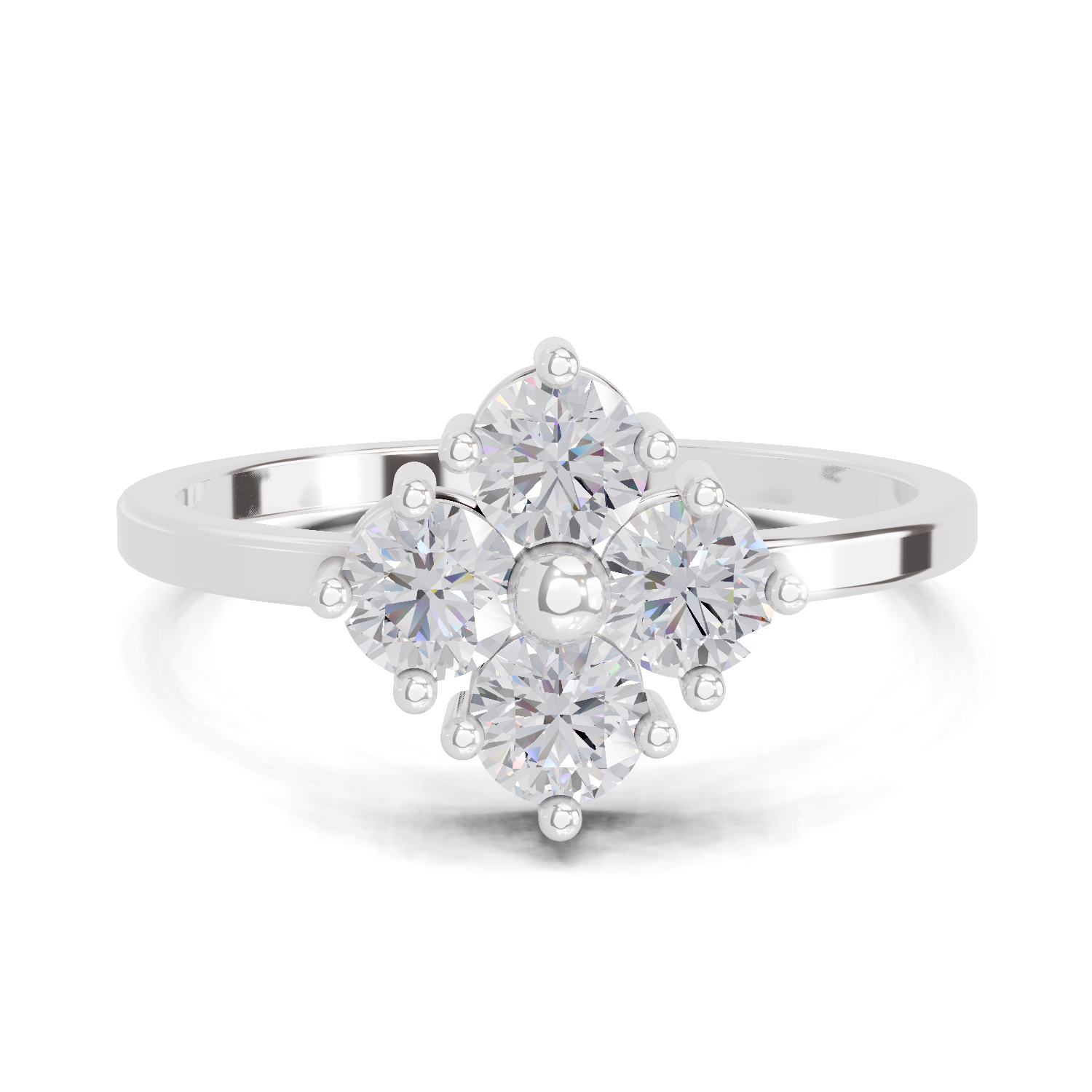 0.76 Carat Starflower promise Engagement Ring | 14K White Gold