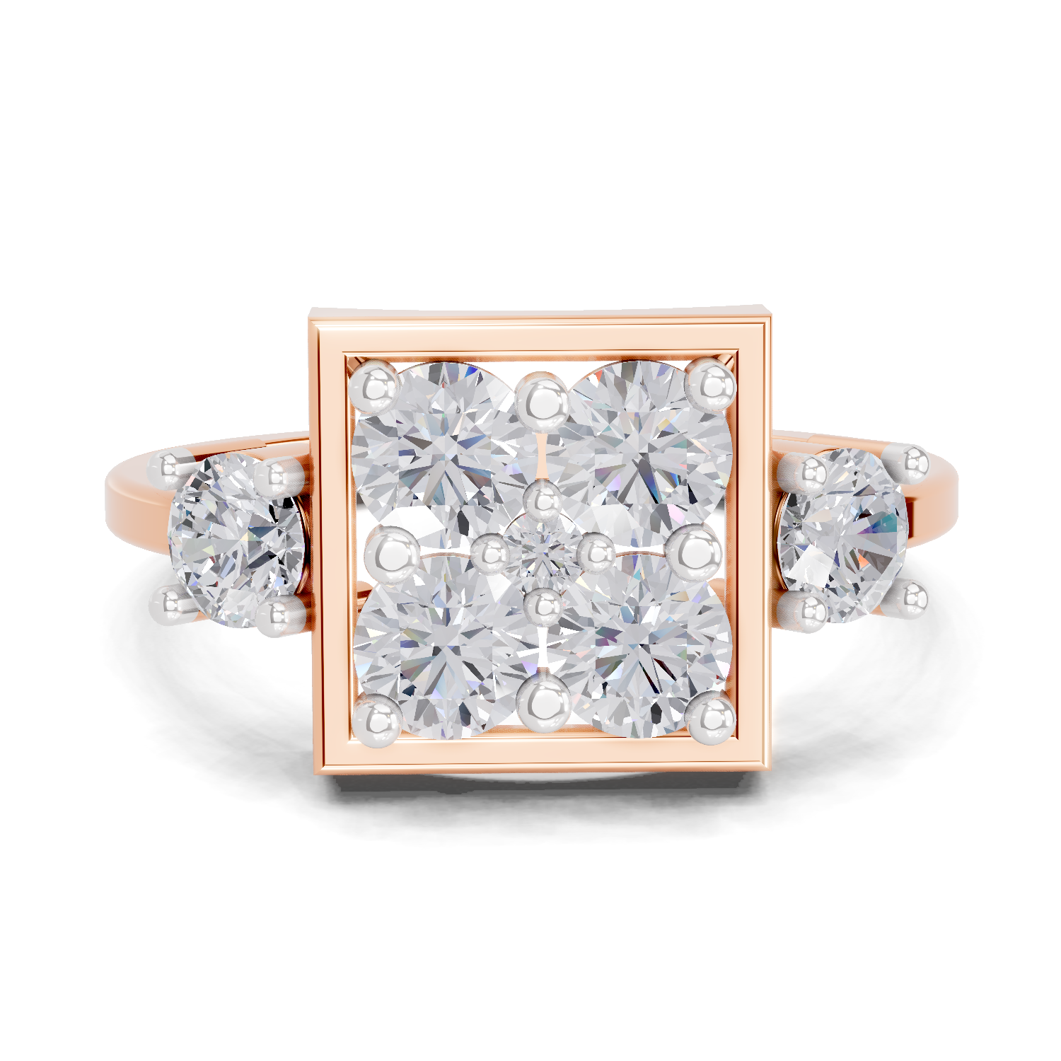 0.95 Carat Crystal Court Promise Engagement Ring | 14K Rose Gold
