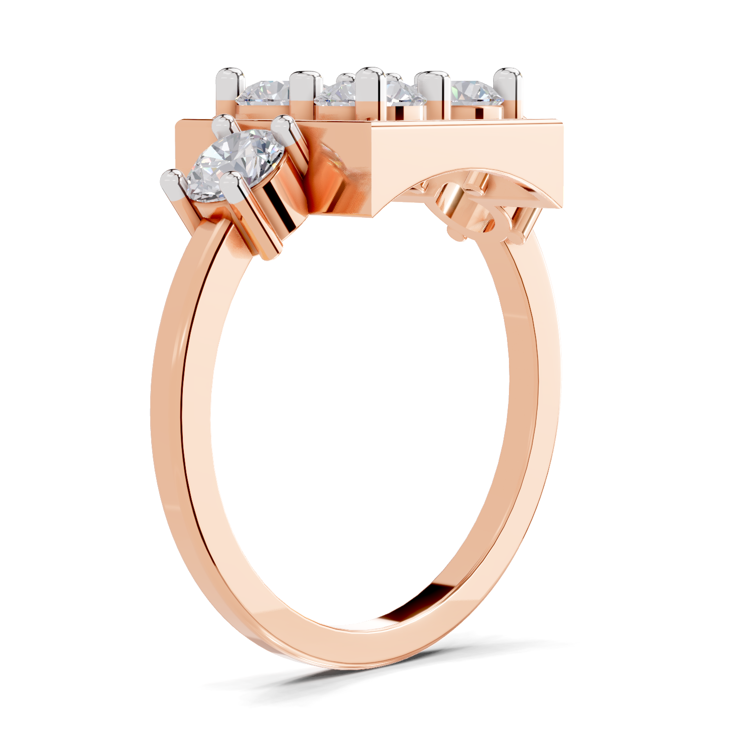 0.95 Carat Crystal Court Promise Engagement Ring | 14K Rose Gold