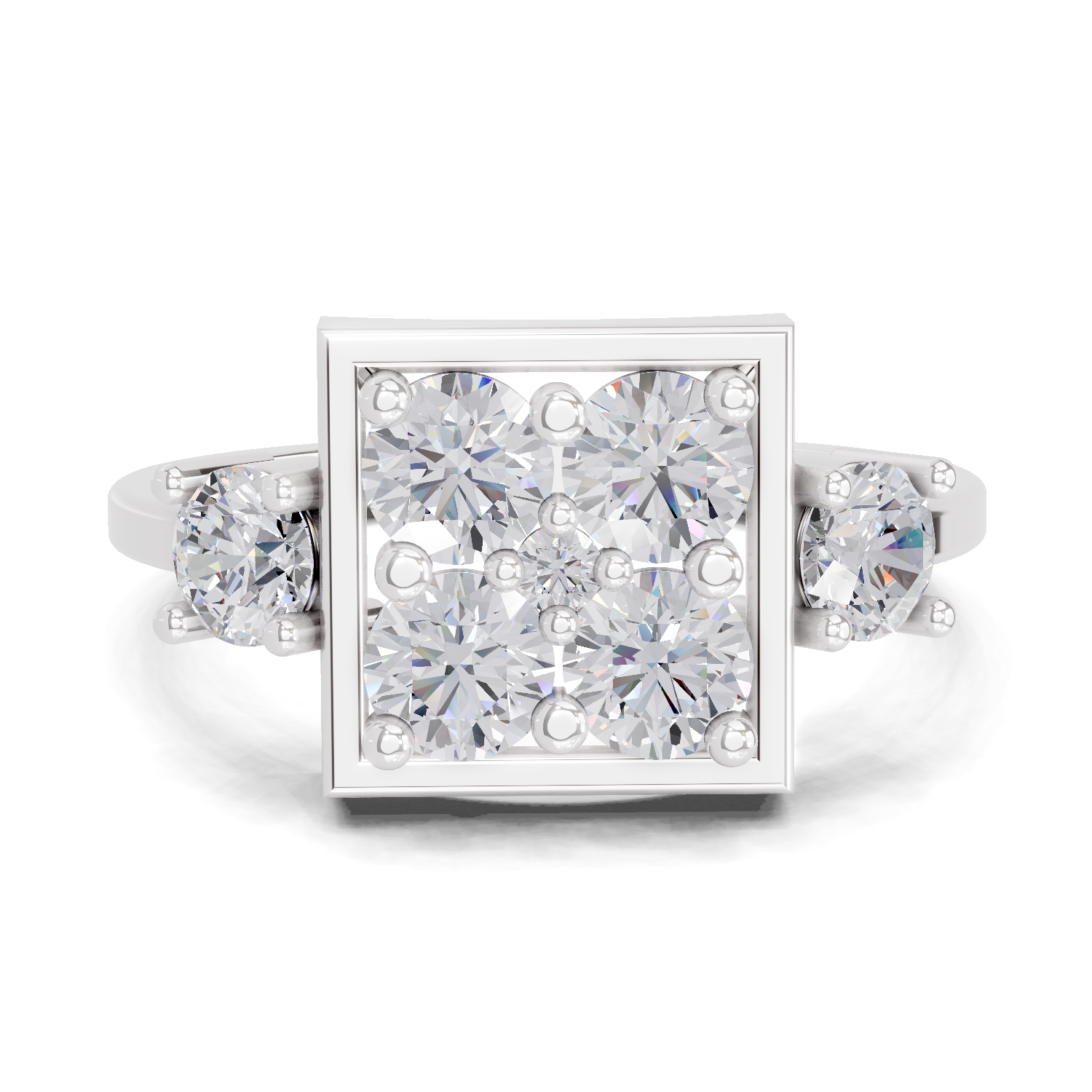 0.95 Carat Crystal Court Promise Engagement Ring | 14K White Gold
