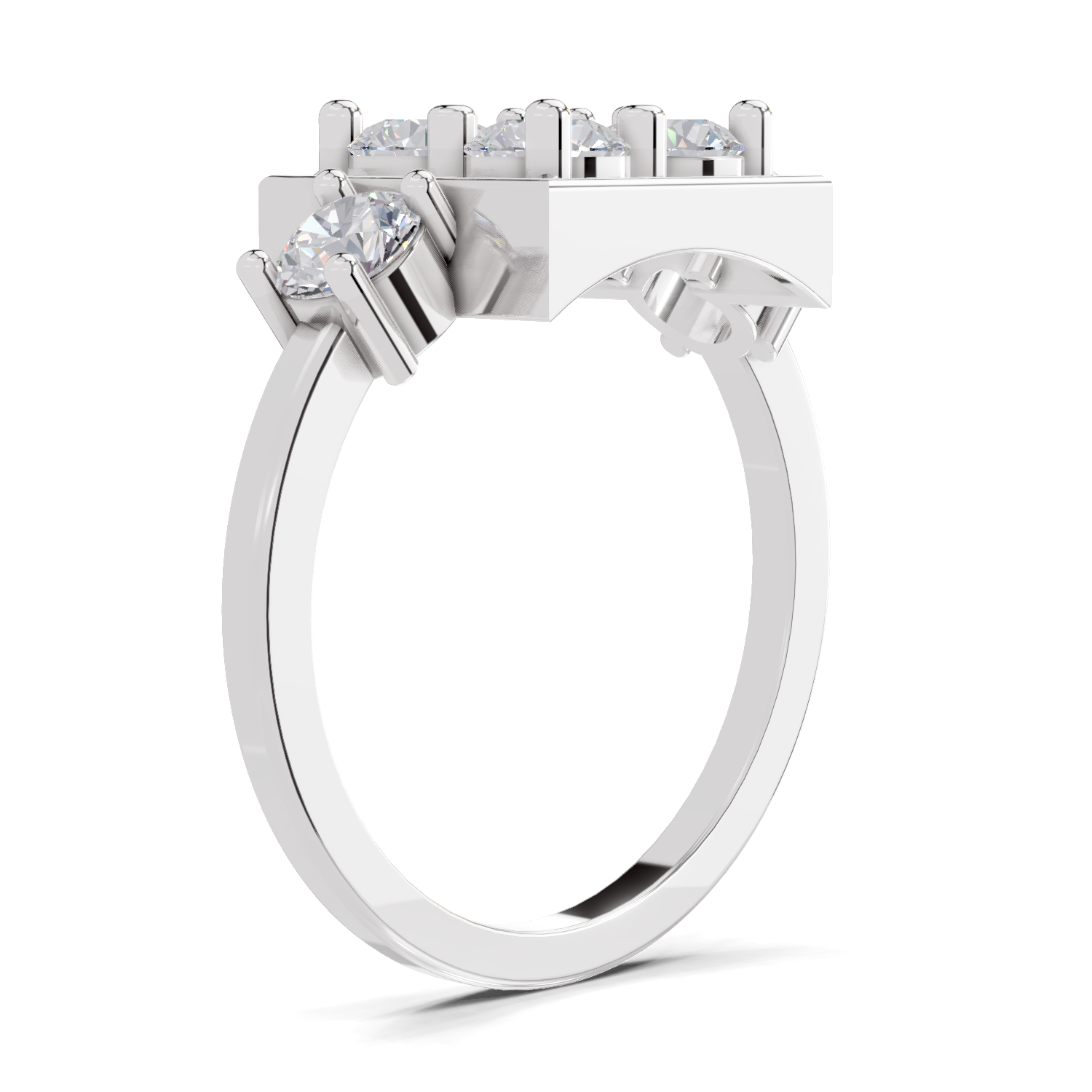 0.95 Carat Crystal Court Promise Engagement Ring | 14K White Gold