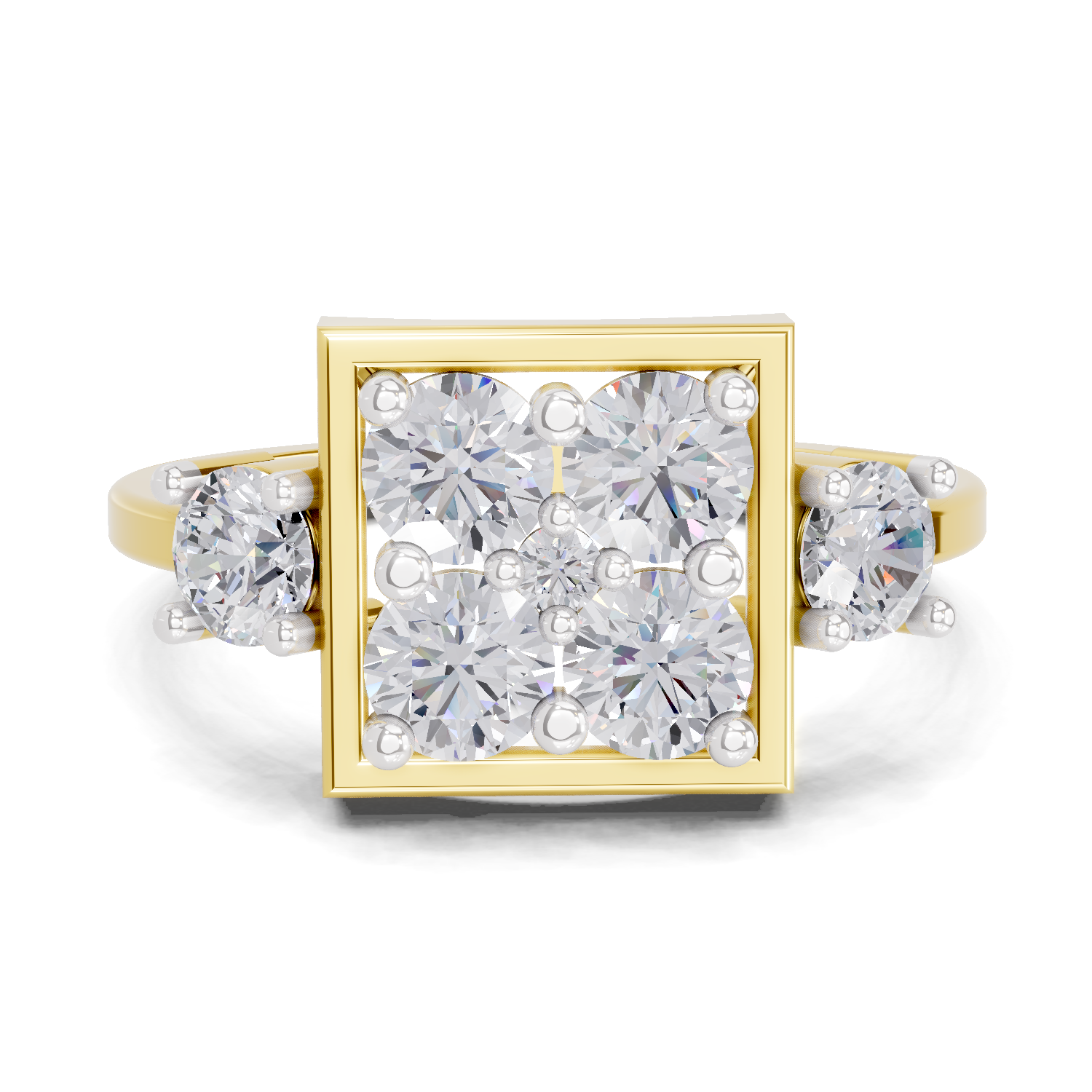0.95 Carat Crystal Court Promise Engagement Ring | 14K Yellow Gold