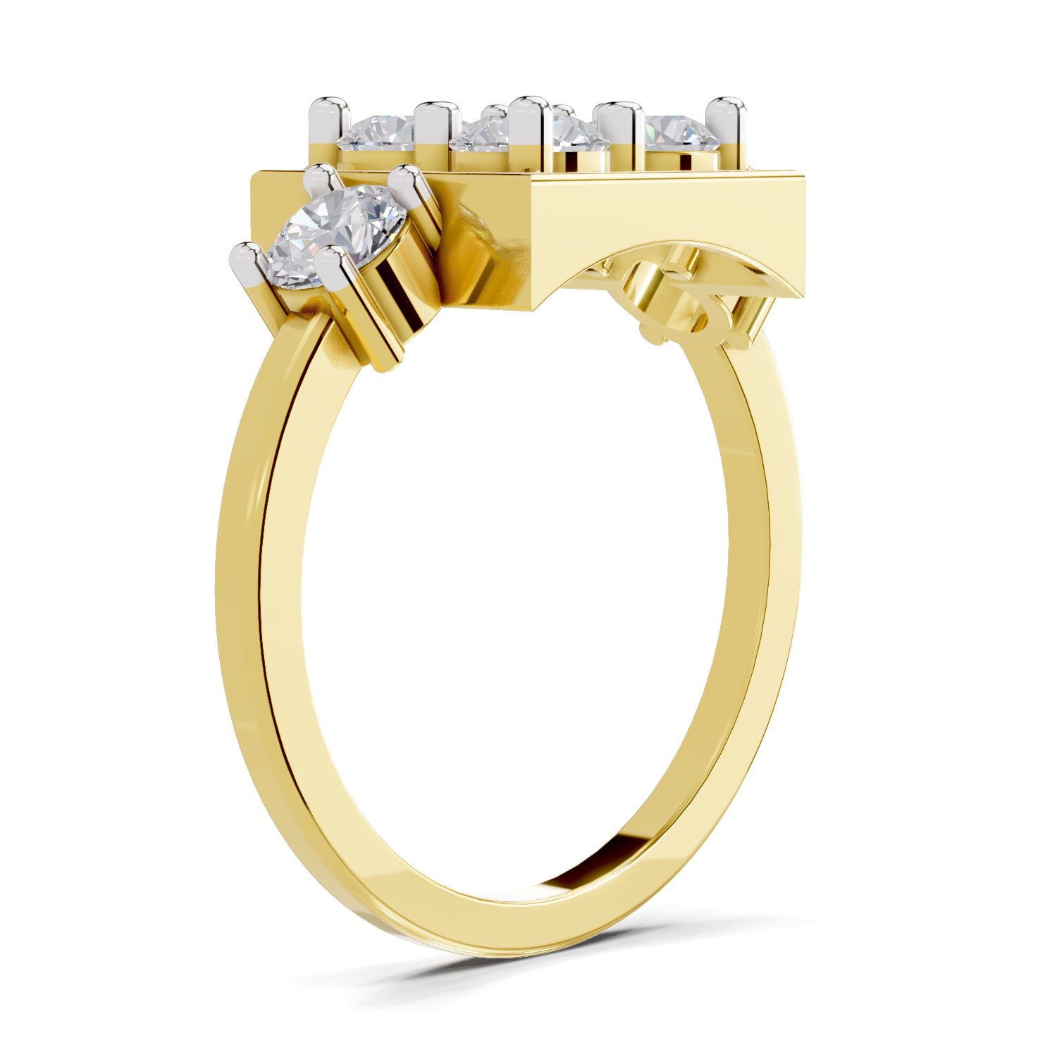 0.95 Carat Crystal Court Promise Engagement Ring | 14K Yellow Gold