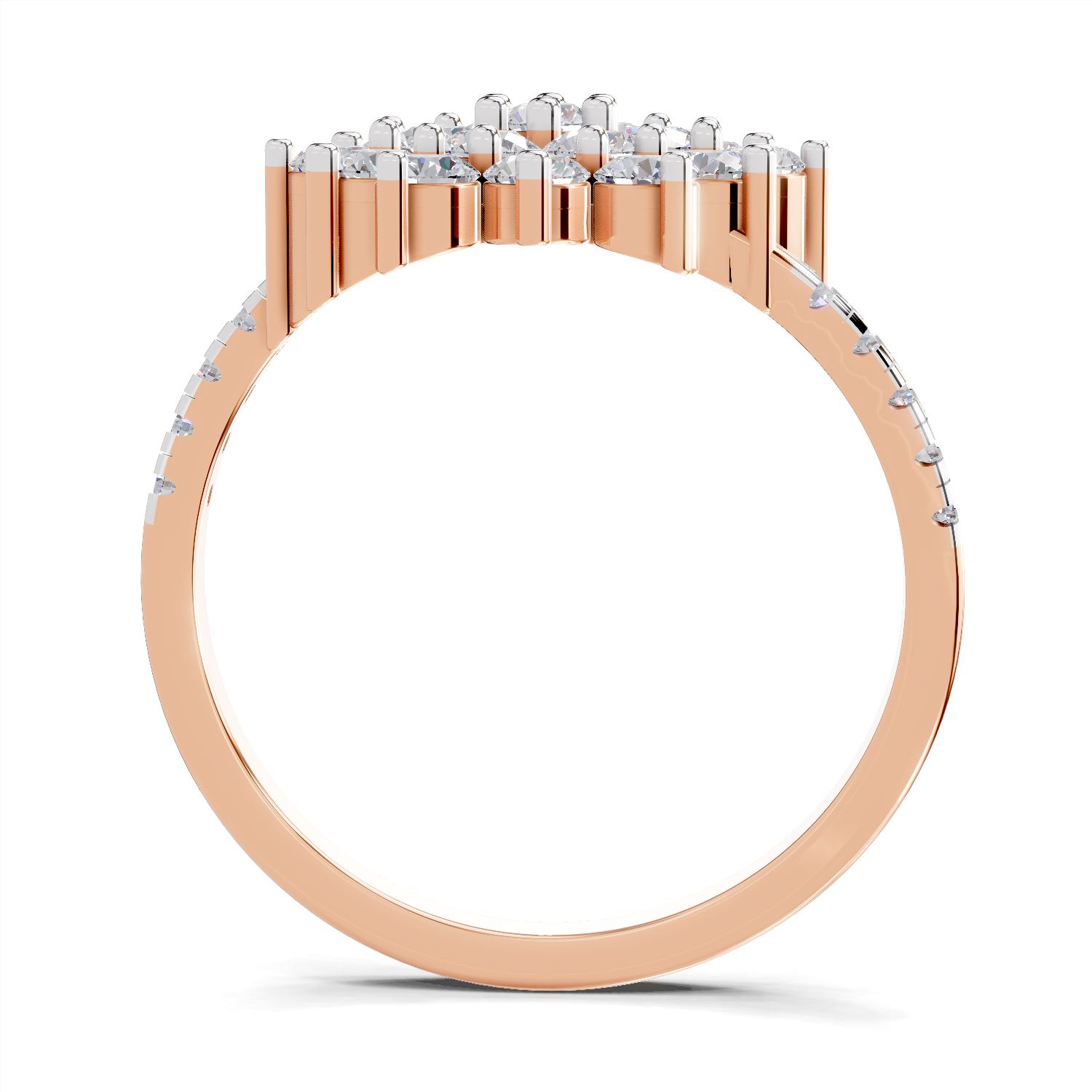 0.93 Carat Snowfall Cluster Promise Engagement Ring | 14K Rose Gold