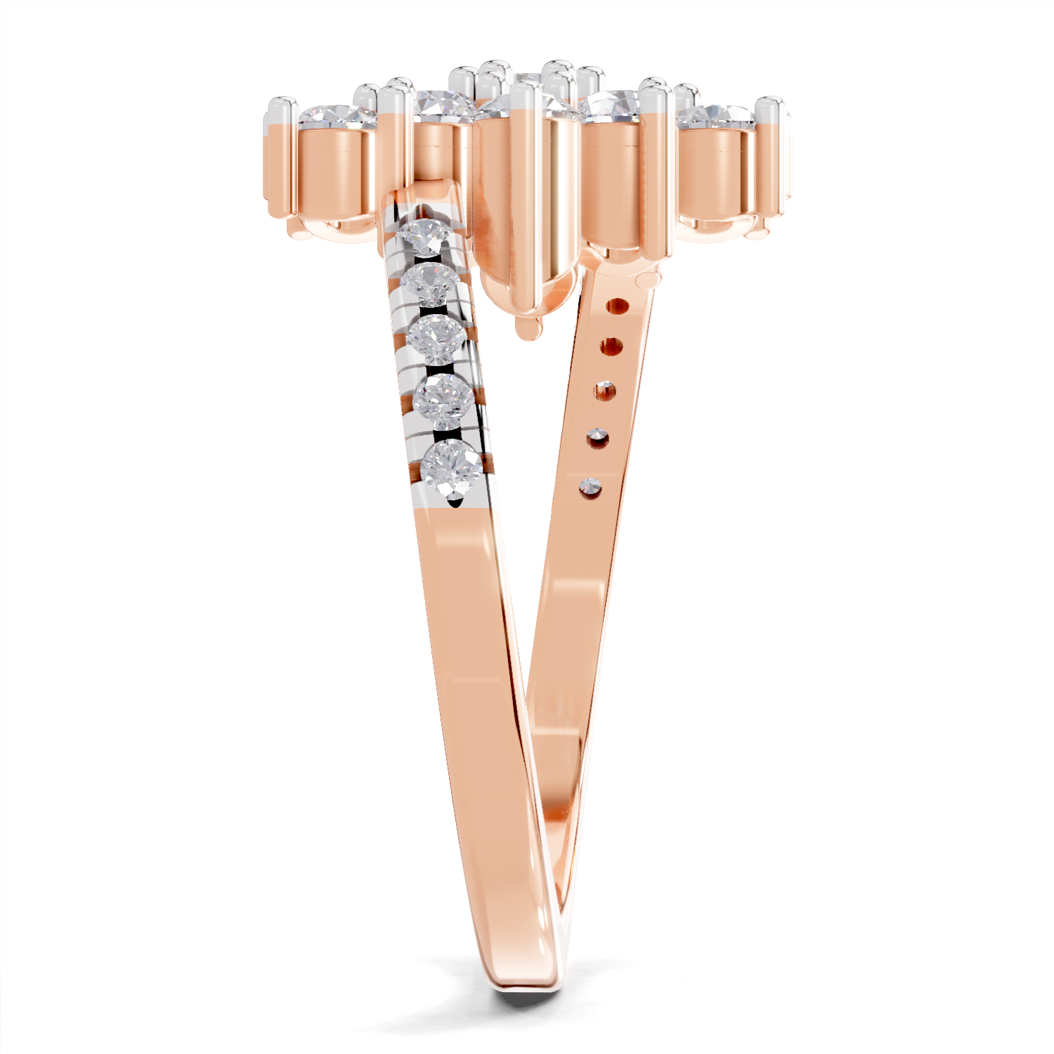 0.93 Carat Snowfall Cluster Promise Engagement Ring | 14K Rose Gold