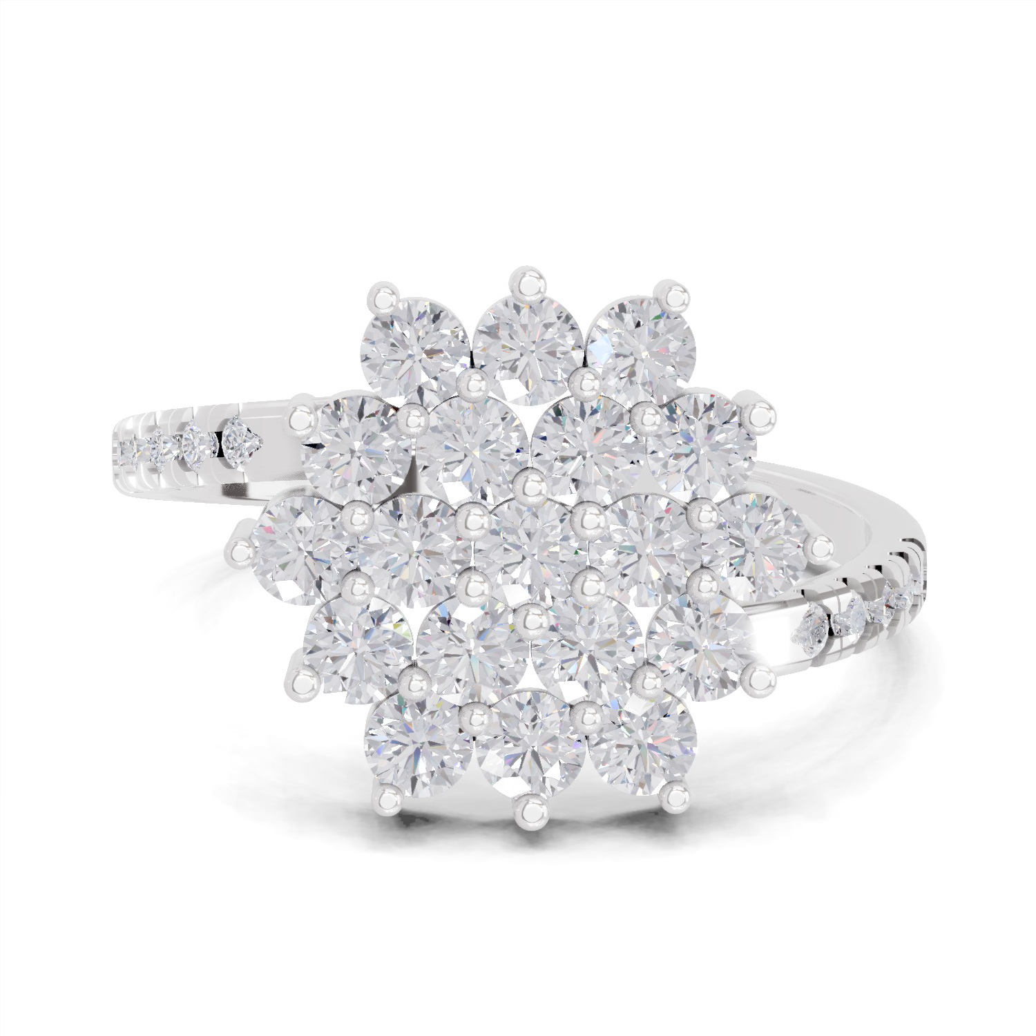 0.93 Carat Snowfall Cluster Promise Engagement Ring | 14K White Gold