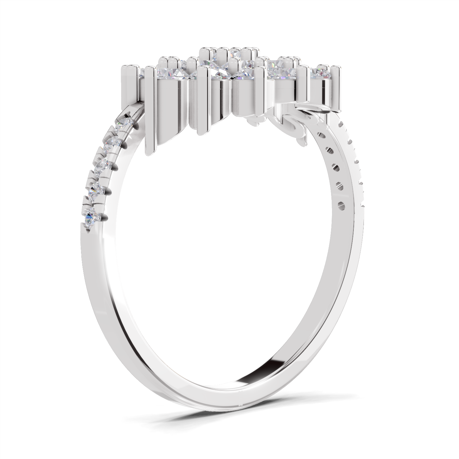 0.93 Carat Snowfall Cluster Promise Engagement Ring | 14K White Gold