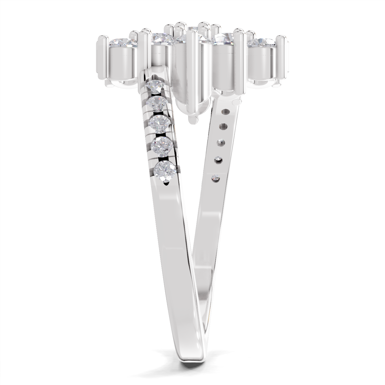 0.93 Carat Snowfall Cluster Promise Engagement Ring | 14K White Gold