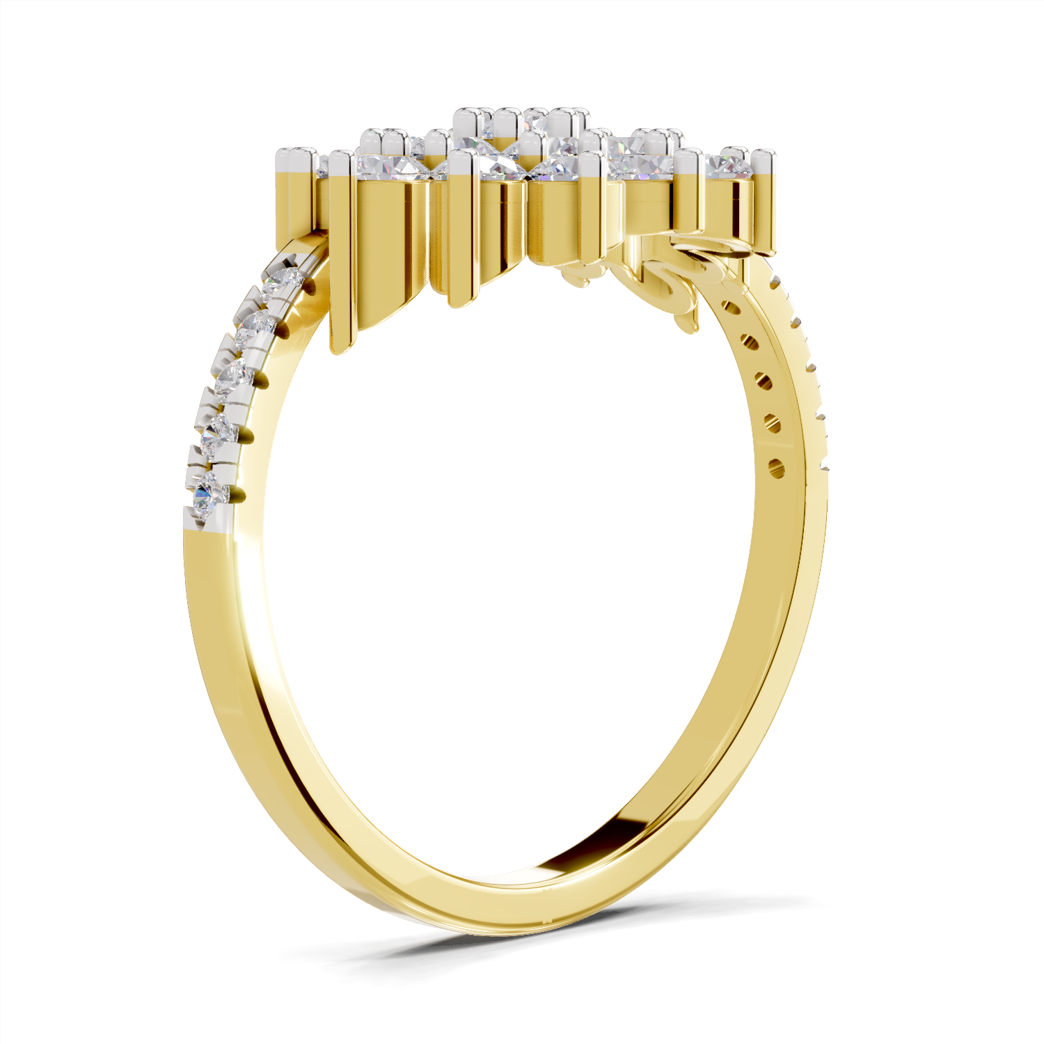 0.93 Carat Snowfall Cluster Promise Engagement Ring | 14K Yellow Gold