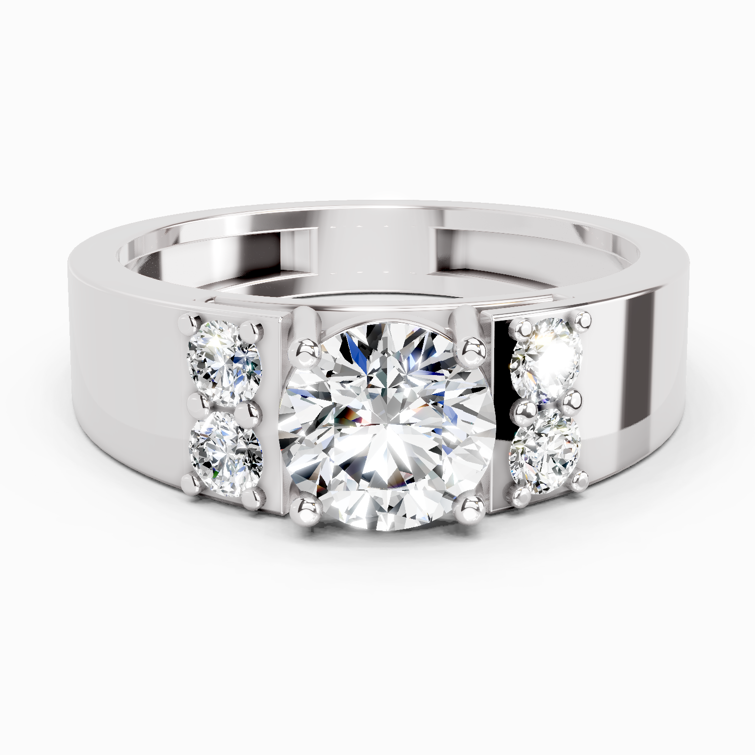 1.42 Ct Round Shape Dimaond Ring | 14K White Gold