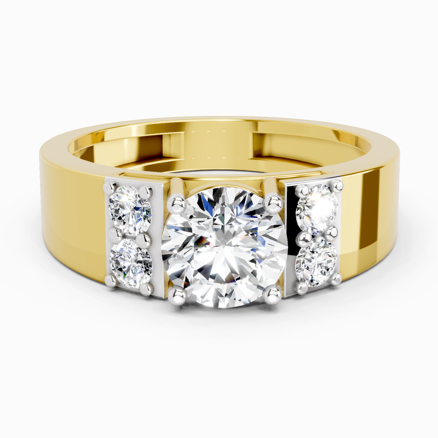 1.42 Ct Round Shape Dimaond Ring | 14K Yellow Gold