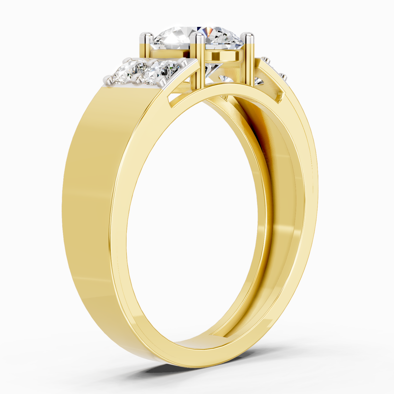 1.42 Ct Round Shape Dimaond Ring | 14K Yellow Gold