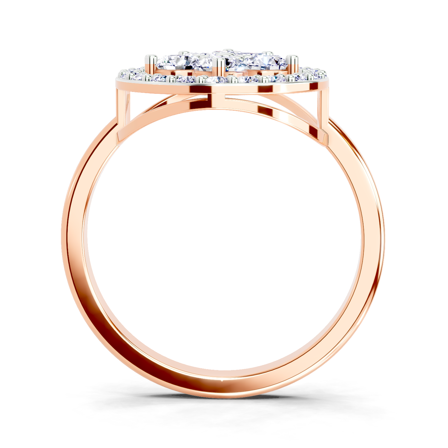 1.01 CT Round Cluster Diamond Ring | 14K Rose Gold