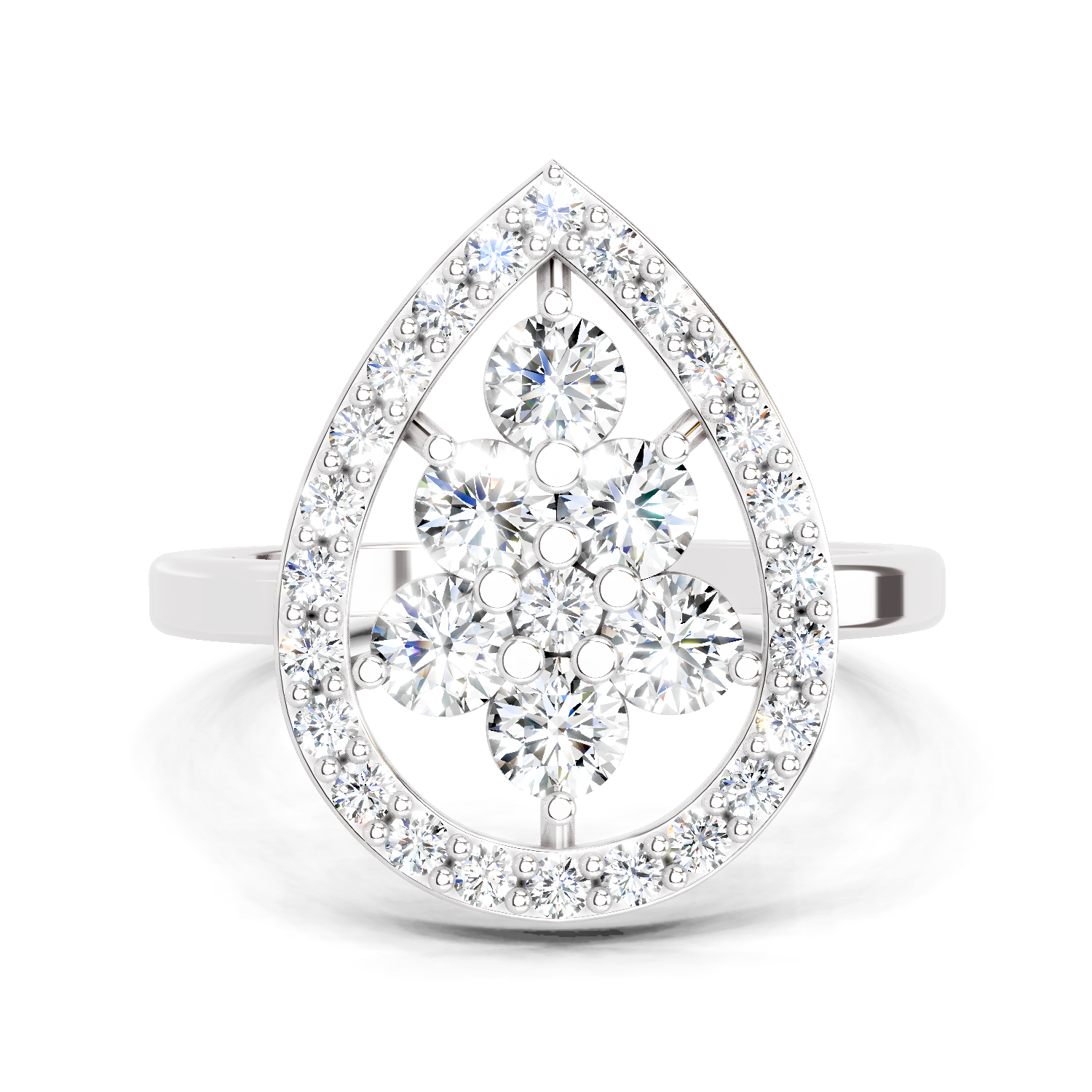 1.01 CT Round Cluster Diamond Ring | 14K White Gold
