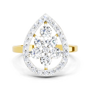 1.01 CT Round Cluster Diamond Ring | 14K Yellow Gold