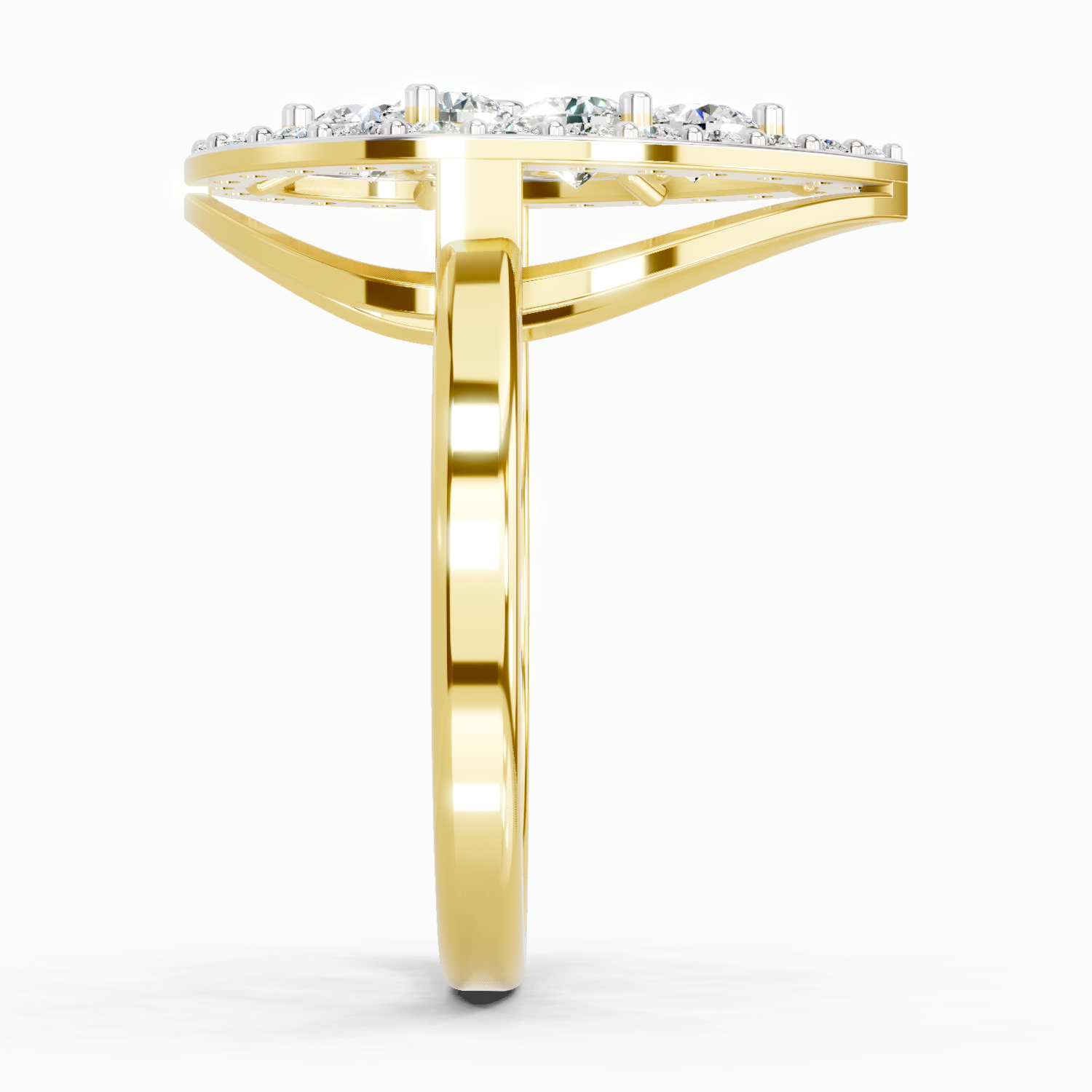 1.01 CT Round Cluster Diamond Ring | 14K Yellow Gold
