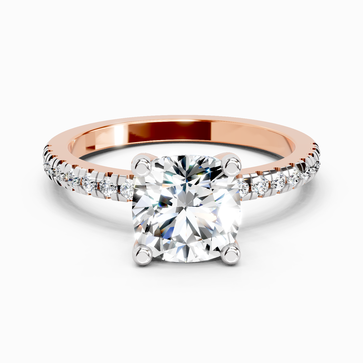 2.22 Ct Cushion Shape Diamond Ring | 14K Rose Gold