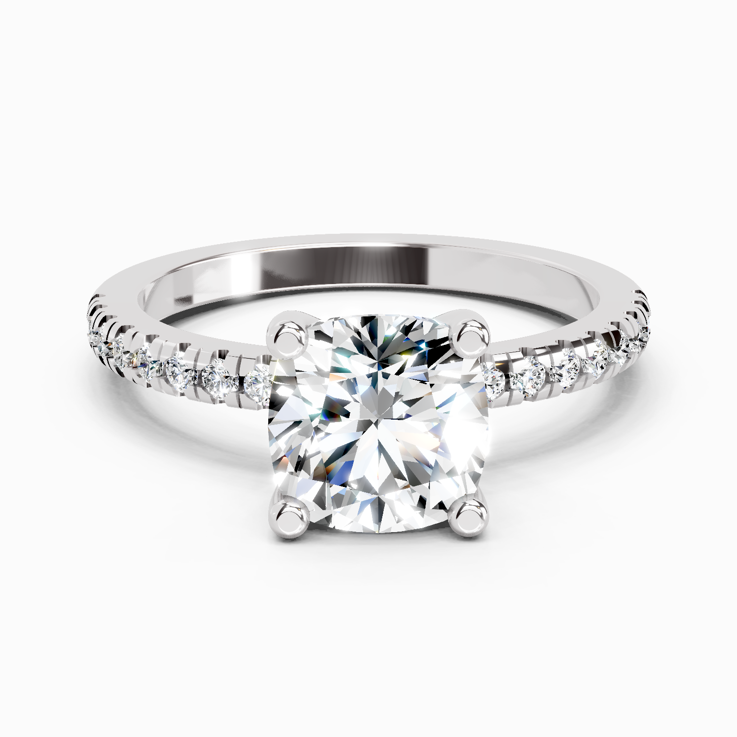 2.22 Ct Cushion Shape Diamond Ring | 14K White Gold