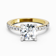 2.22 Ct Cushion Shape Diamond Ring | 14K Yellow Gold