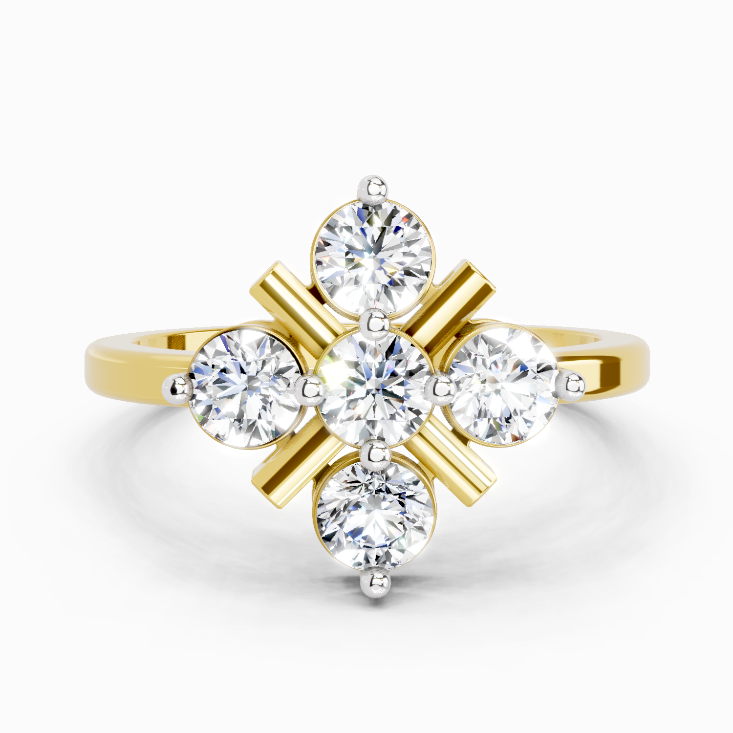 0.80 Ct Round Shape Cluster Ring | 14K Yellow Gold