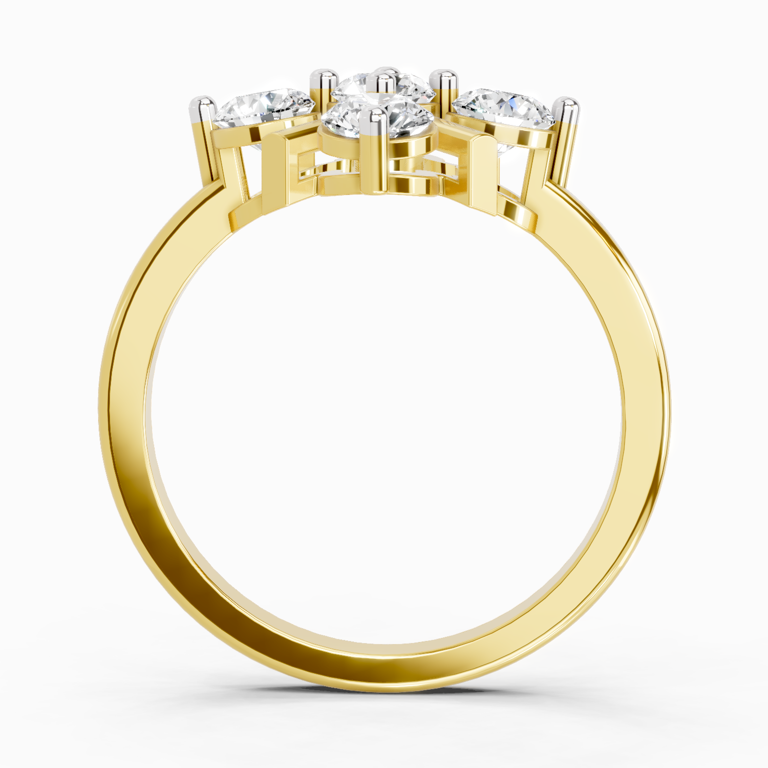 0.80 Ct Round Shape Cluster Ring | 14K Yellow Gold