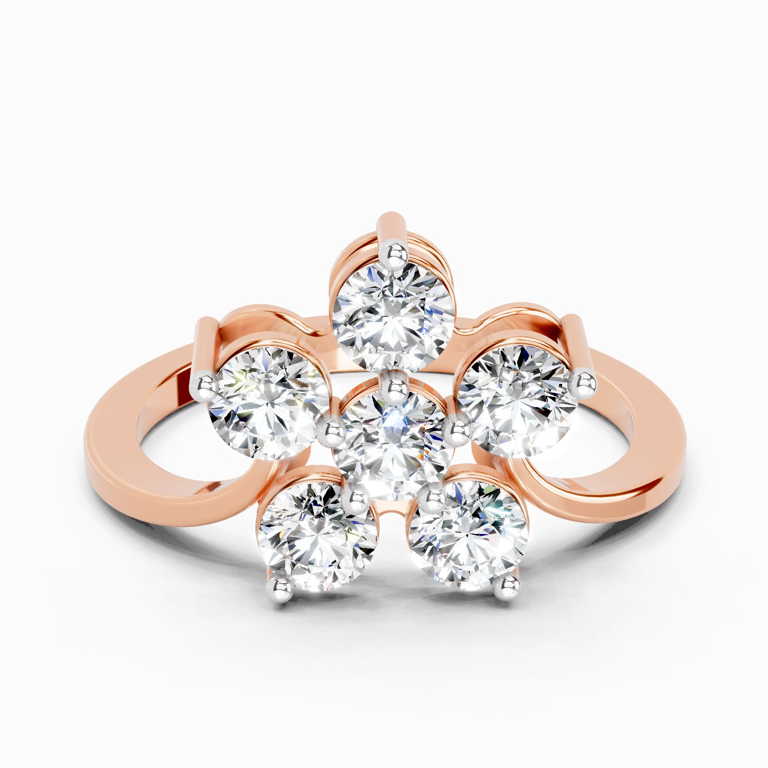 0.81 Ct Round Shape Diamond Flower Ring | 14K Rose Gold