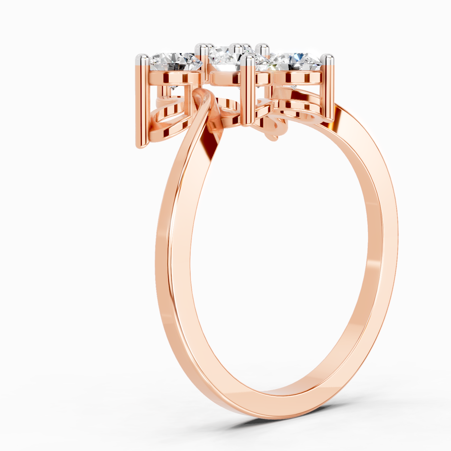 0.81 Ct Round Shape Diamond Flower Ring | 14K Rose Gold