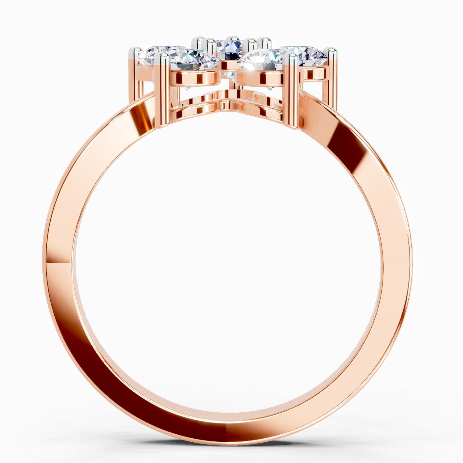 0.81 Ct Round Shape Diamond Flower Ring | 14K Rose Gold