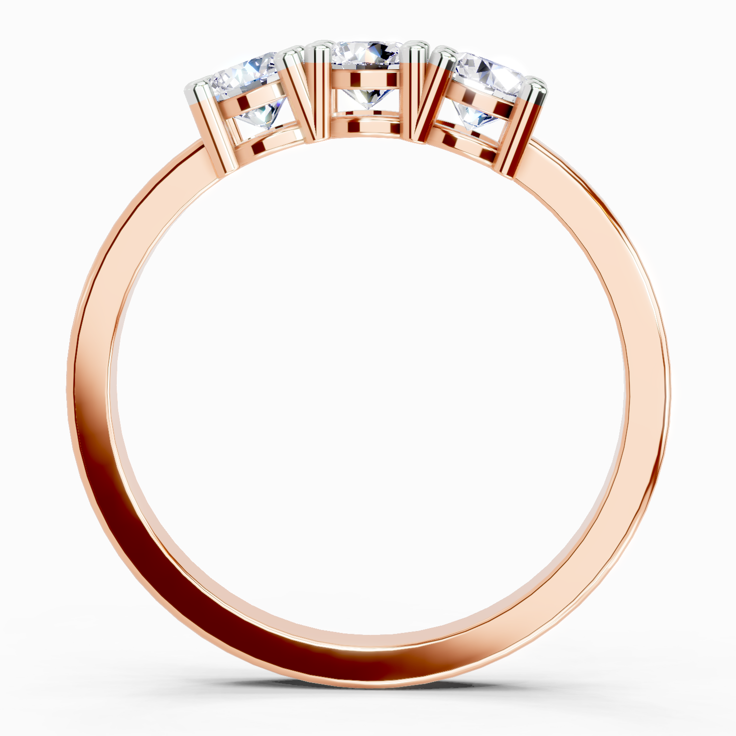 0.62 Ct Round Three Stone Ring | 14K Rose Gold