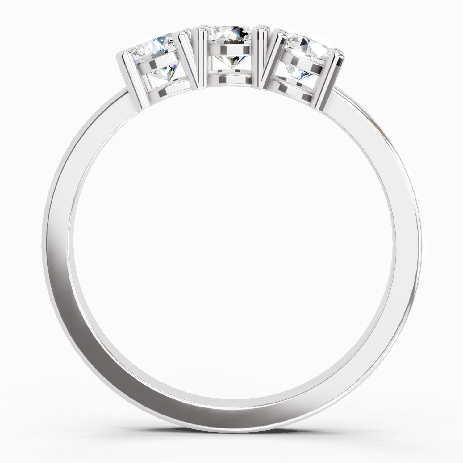 0.62 Ct Round Three Stone Ring | 14K White Gold