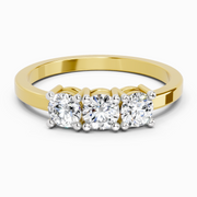 0.62 Ct Round Three Stone Ring | 14K Yellow Gold