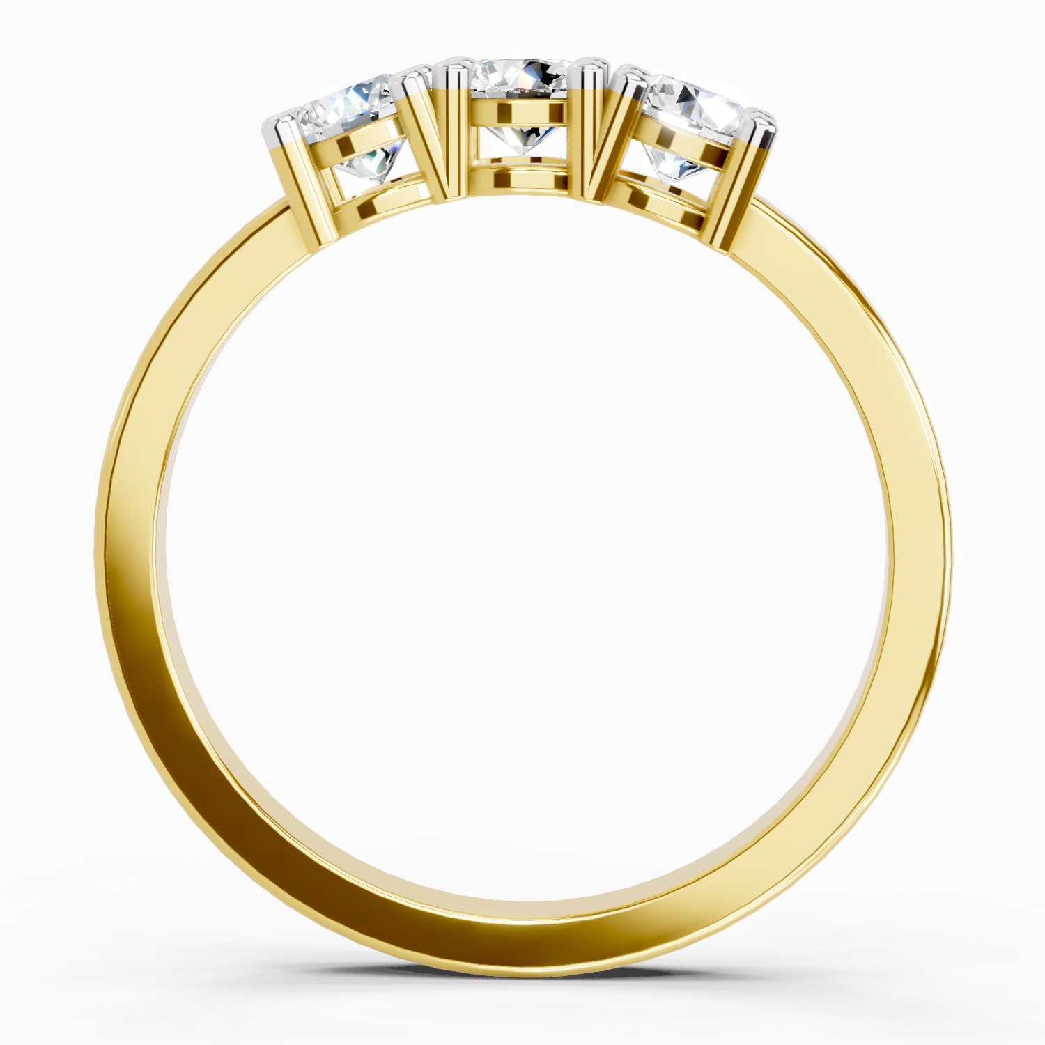 0.62 Ct Round Three Stone Ring | 14K Yellow Gold