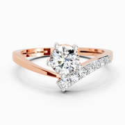 0.61 Ct Twist Bypass Diamond Ring | 14K Rose Gold